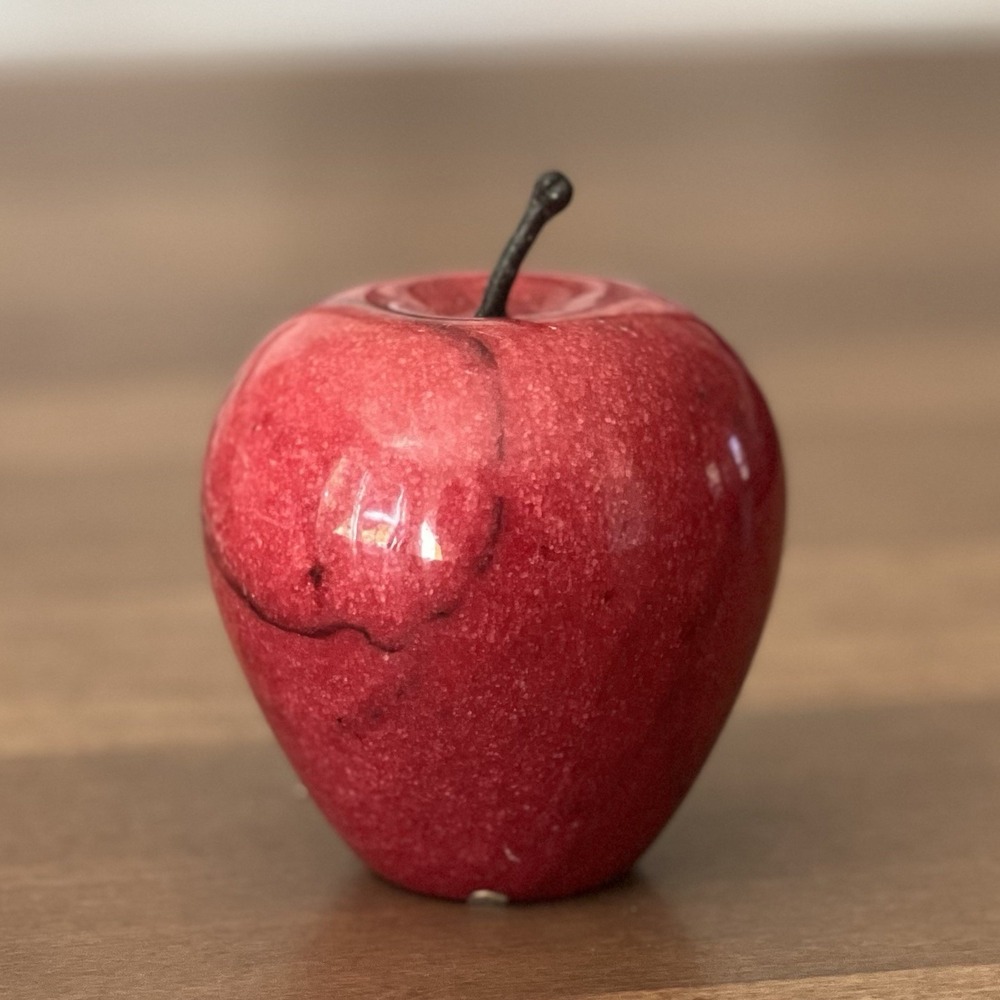 Vintage Red‎ Apple Polished Alabaster Marble Paperweight Desk Home Decor 3.5"